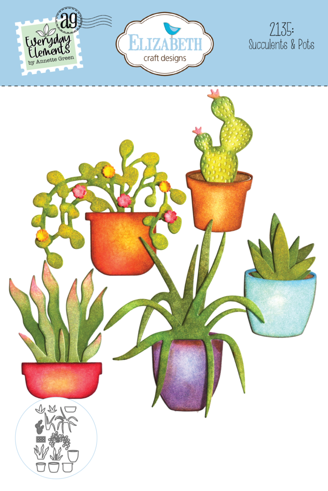 Elizabeth Craft Designs This Lovely Life Dies Succulents & Pots (2135) (DISCONTINUED)