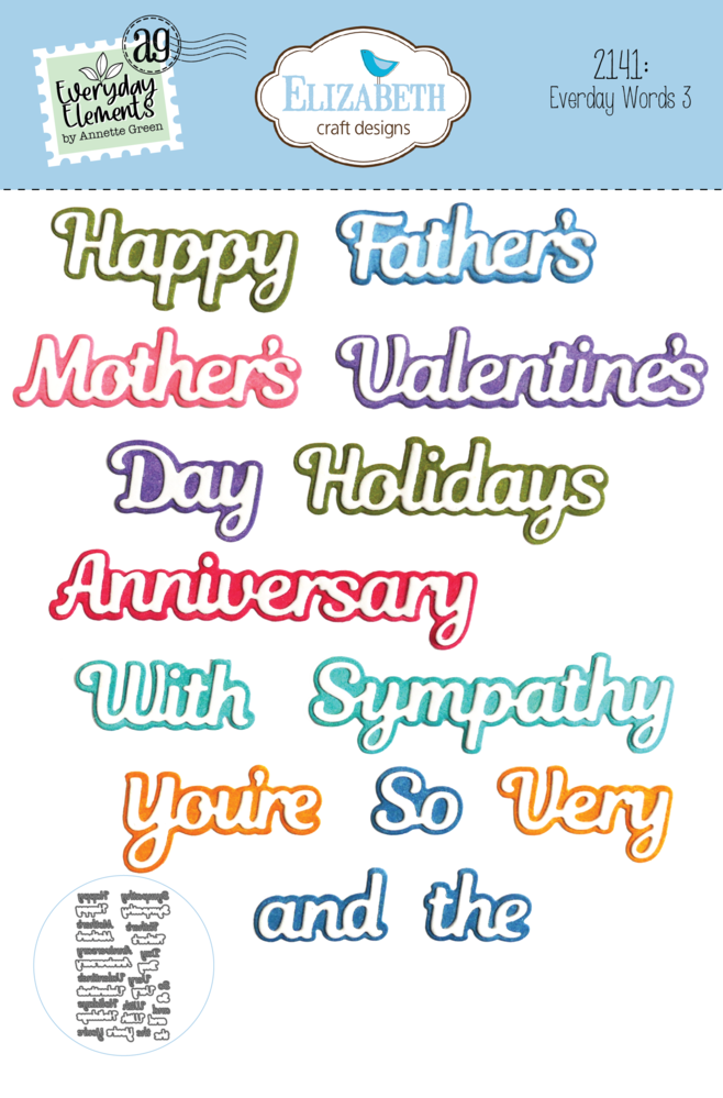 Elizabeth Craft Designs This Lovely Life Dies Everyday Words 3 (2141) (DISCONTINUED)