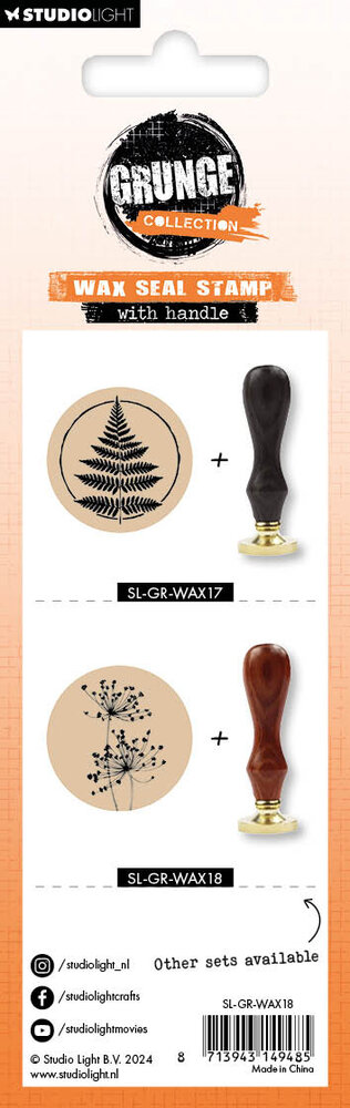 Studio Light Thistle Grunge Wax Seal Stamp w/ Handle (SL-GR-WAX18) (BASIC)