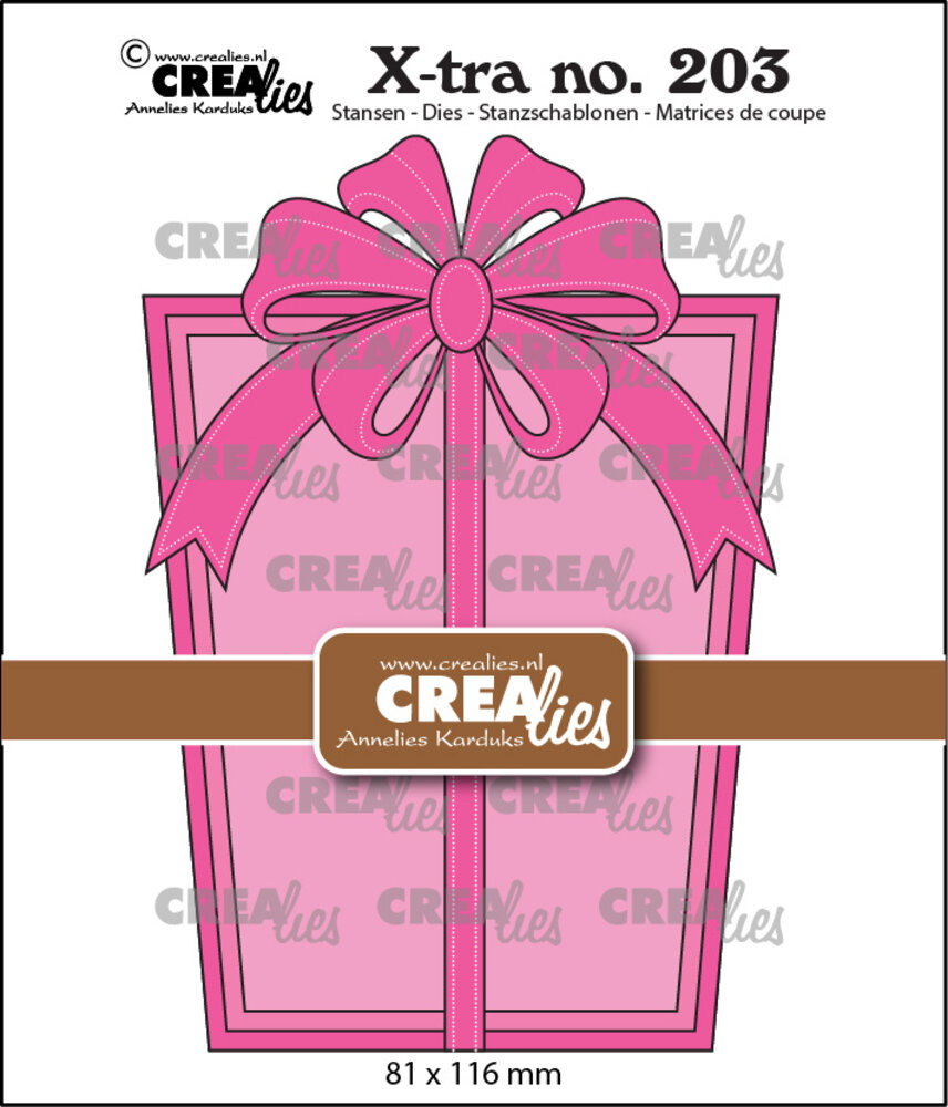 Crealies X-tra Stansen No. 203 Geef Een Cadeaukaart: Cadeau Met Strik (CLXtra203)