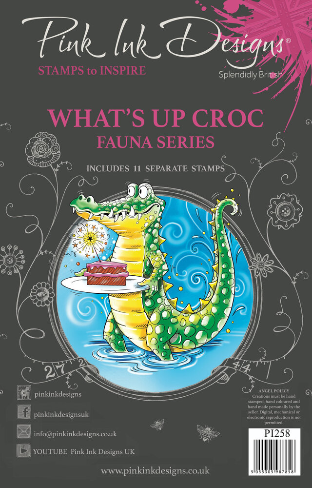 Pink Ink Designs What's Up Croc? A5 Clear Stamps (PI258) (OUTLET)