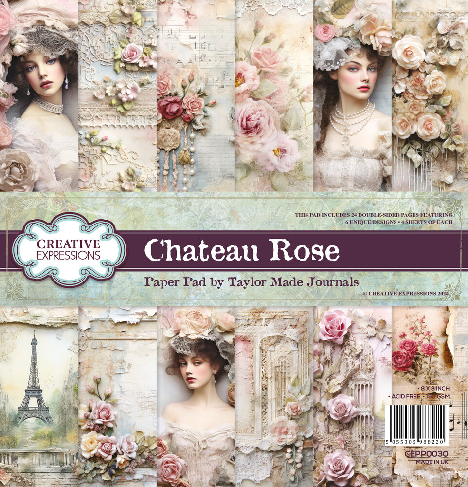 Creative Expressions Taylor Made Journals 8x8 Inch Paper Pad Chateau Rose (CEPP0030) (OUTLET)