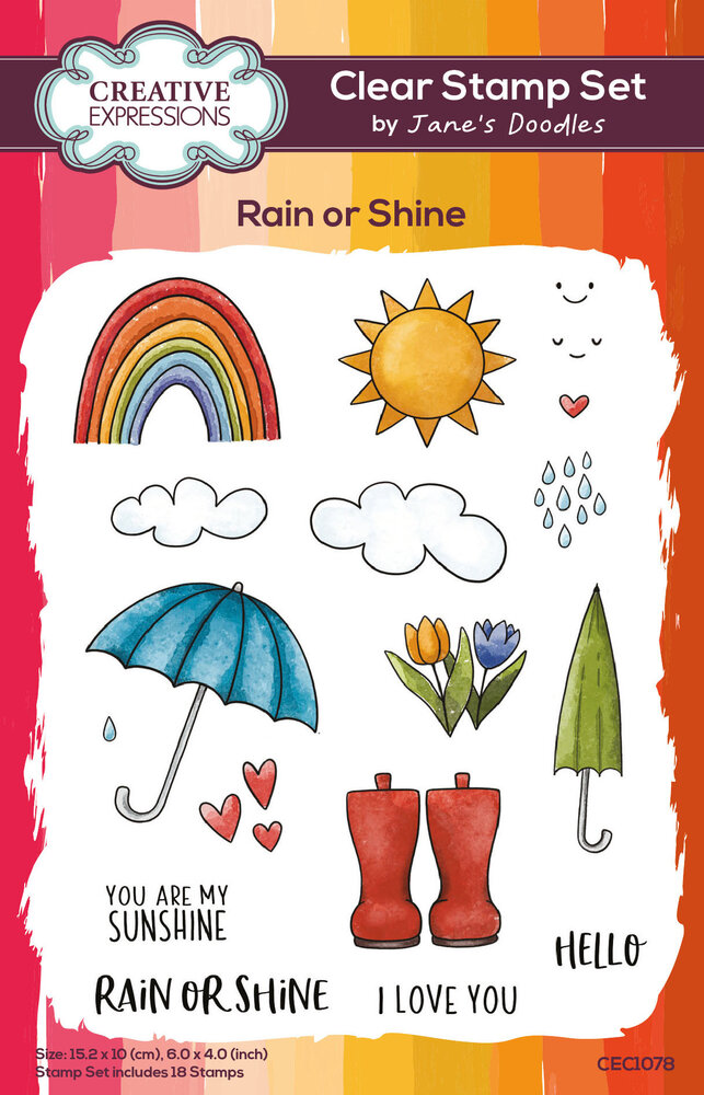 Creative Expressions Jane's Doodles Clear Stamp Set Rain or Shine (CEC1078) (OUTLET)