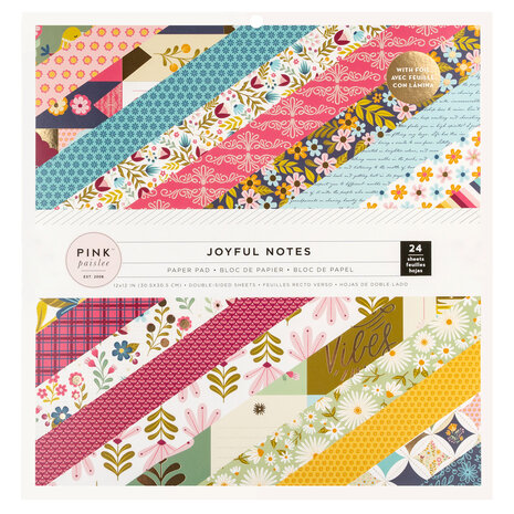 American Crafts Pink Paislee Joyful Notes 12x12 Inch Paper Pad (34030800) (OUTLET)