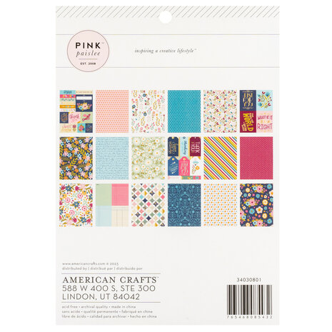 American Crafts Pink Paislee Joyful Notes 6x8 Inch Paper Pad (34030801) (OUTLET)