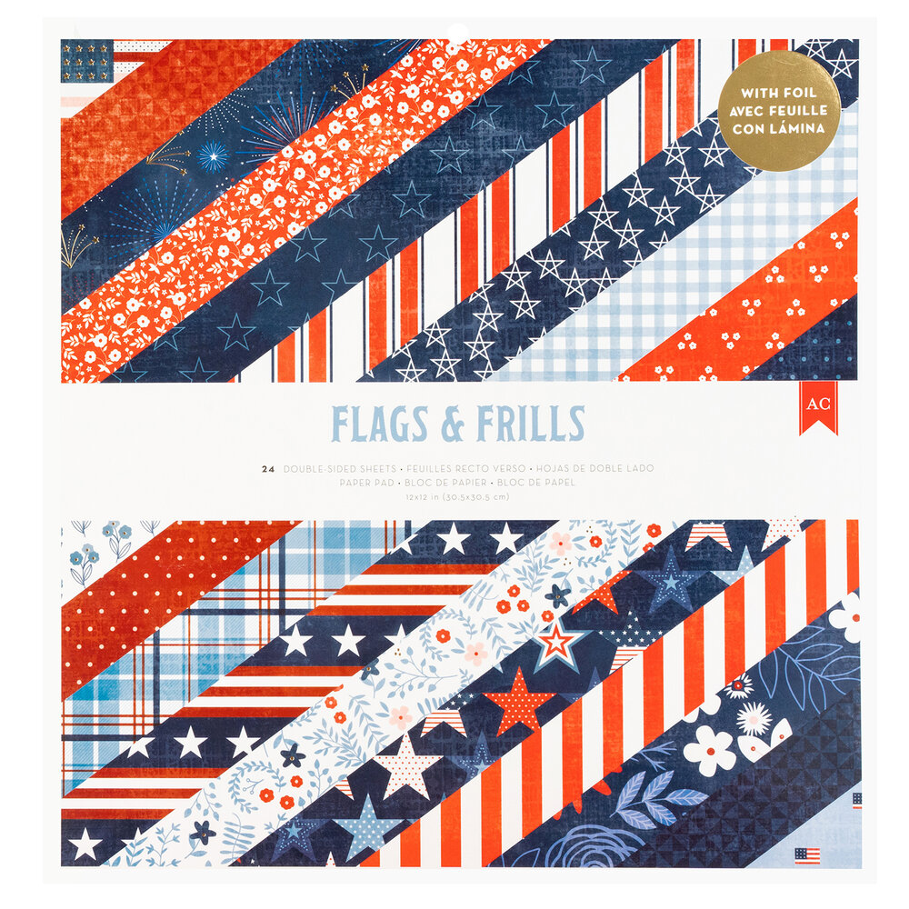 American Crafts Flags and Frills 12x12 Inch Paper Pad (34030311) (OUTLET)
