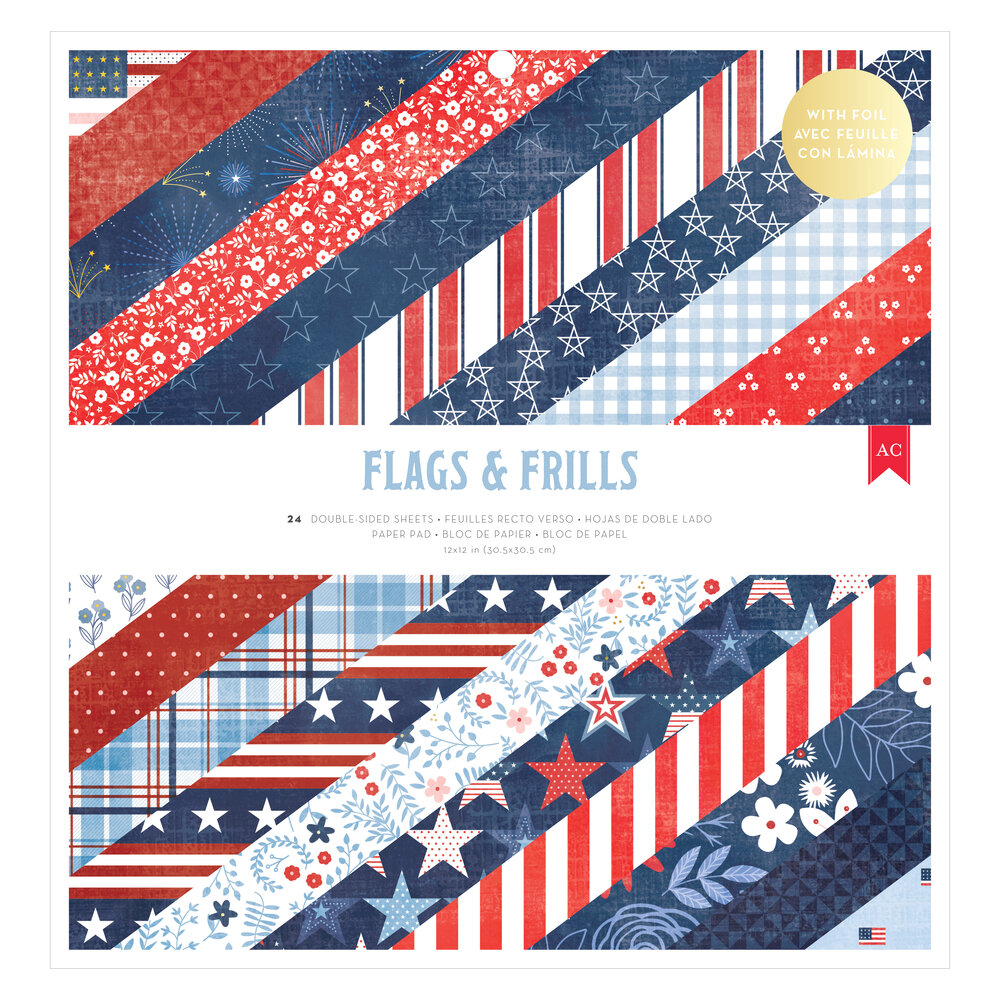 American Crafts Flags and Frills 12x12 Inch Paper Pad (34030311) (OUTLET)