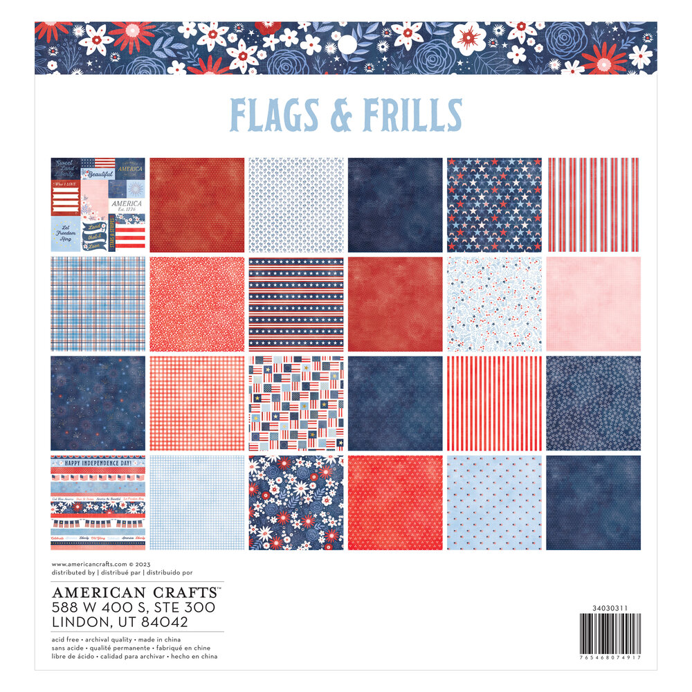 American Crafts Flags and Frills 12x12 Inch Paper Pad (34030311) (OUTLET)