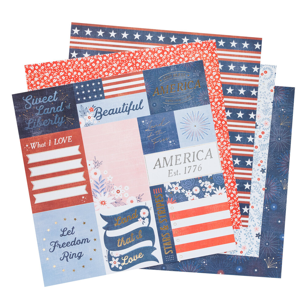 American Crafts Flags and Frills 12x12 Inch Paper Pad (34030311) (OUTLET)