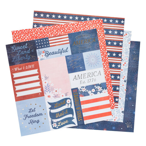 American Crafts Flags and Frills 12x12 Inch Paper Pad (34030311) (OUTLET)