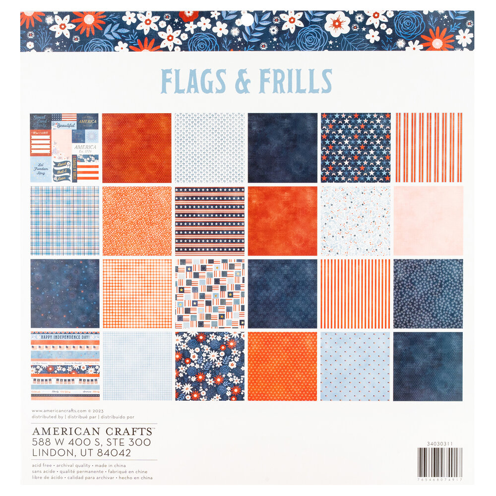 American Crafts Flags and Frills 12x12 Inch Paper Pad (34030311) (OUTLET)