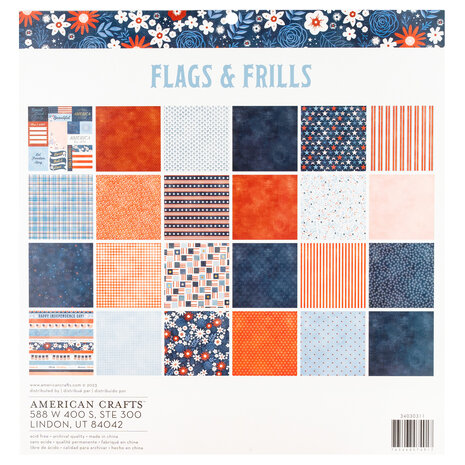 American Crafts Flags and Frills 12x12 Inch Paper Pad (34030311) (OUTLET)