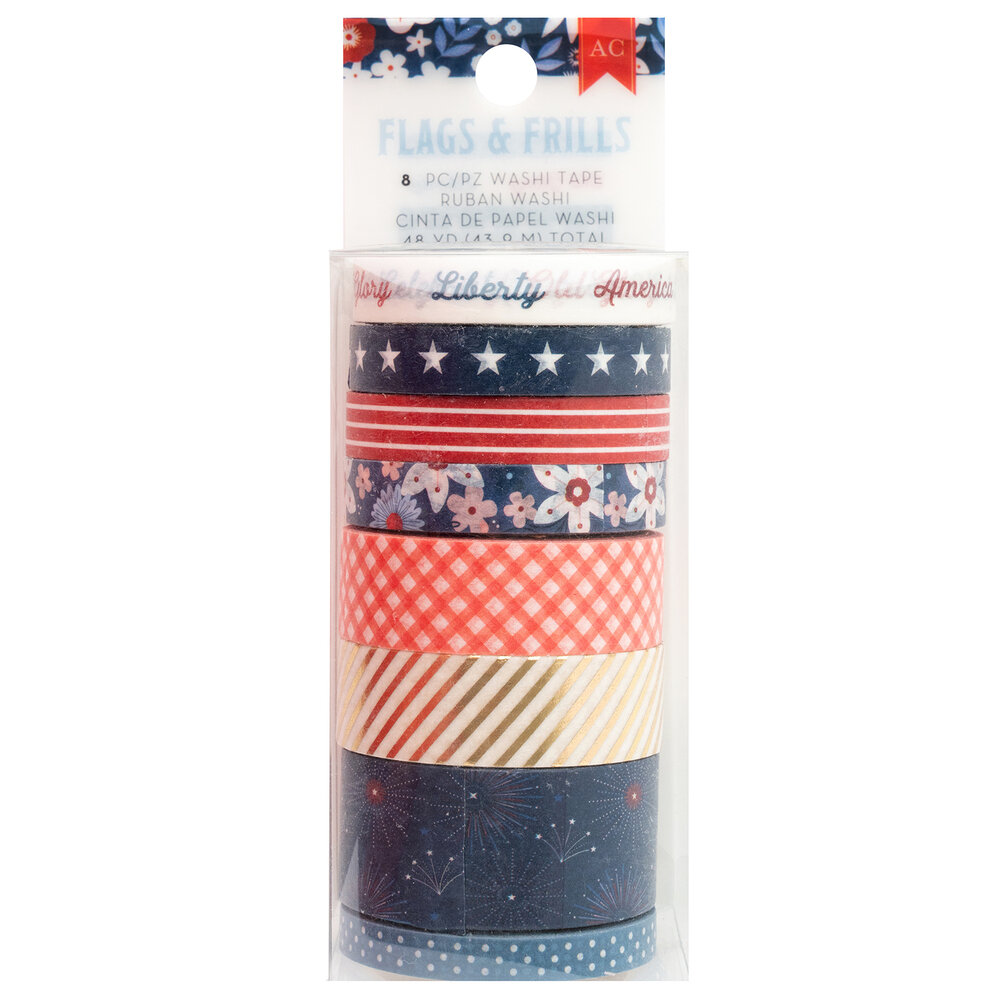 American Crafts Flags and Frills Washi Tape Spools (8pcs) (34030318) (OUTLET)