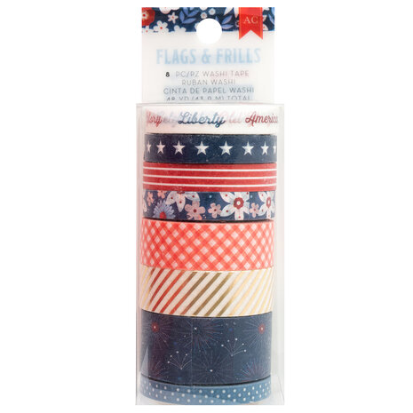 American Crafts Flags and Frills Washi Tape Spools (8pcs) (34030318) (OUTLET)