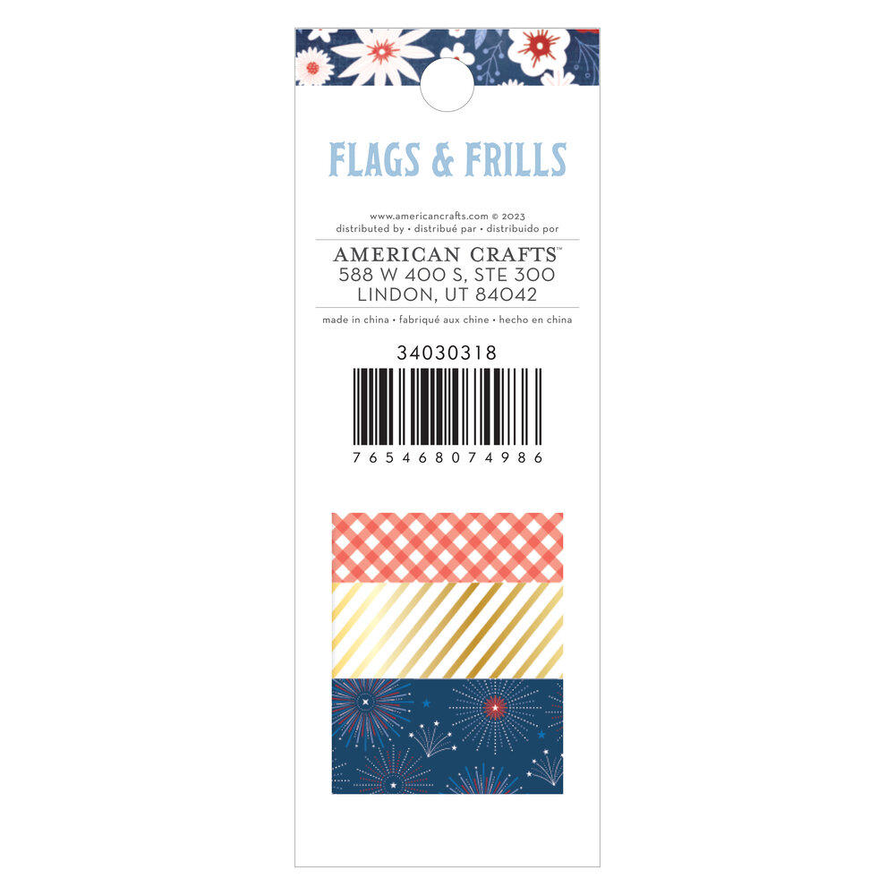 American Crafts Flags and Frills Washi Tape Spools (8pcs) (34030318) (OUTLET)