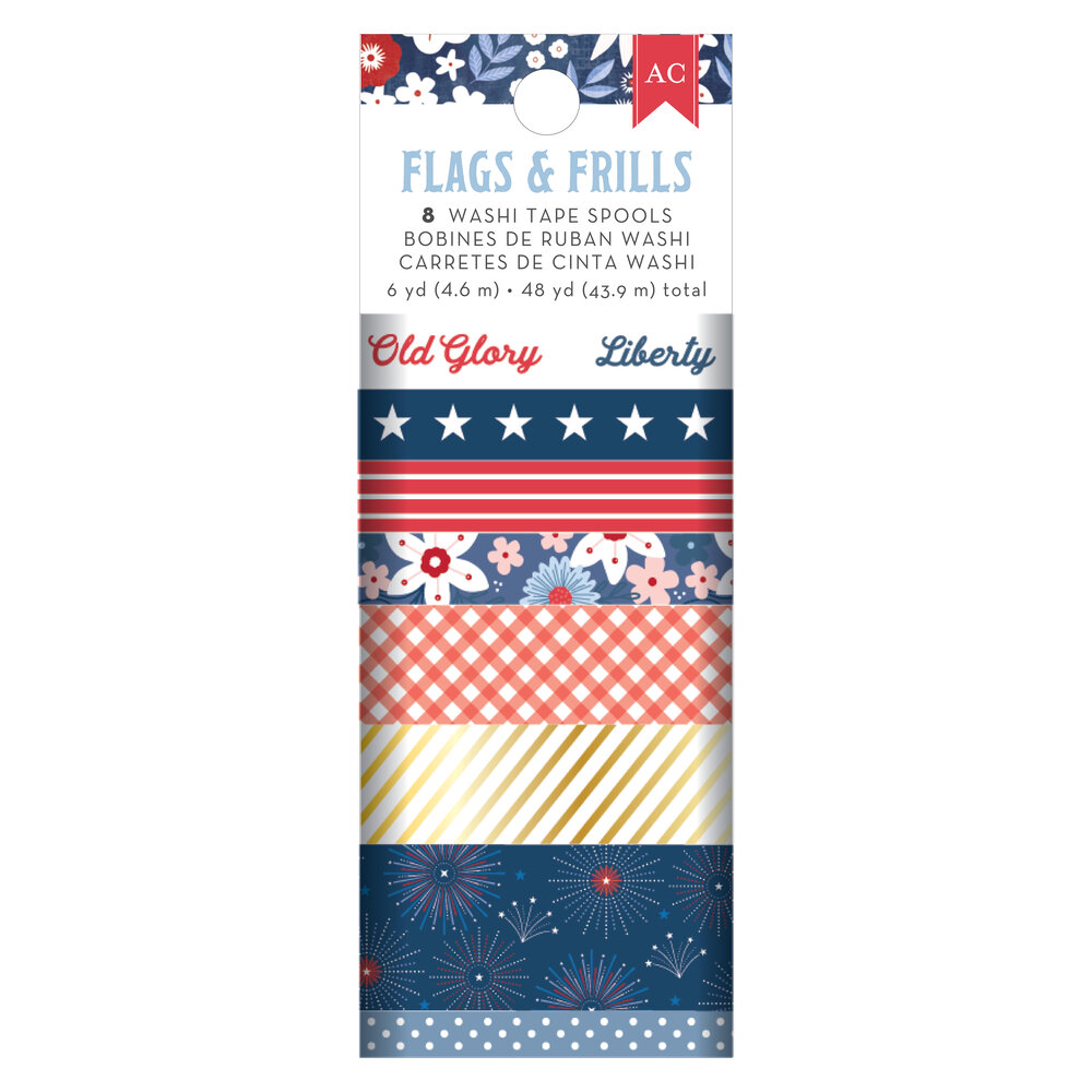 American Crafts Flags and Frills Washi Tape Spools (8pcs) (34030318) (OUTLET)
