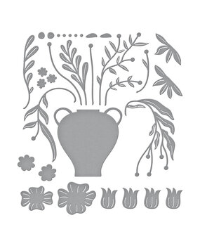 Spellbinders Fresh Picked Vase Bouquet Etched Dies (S5-618) (OUTLET)