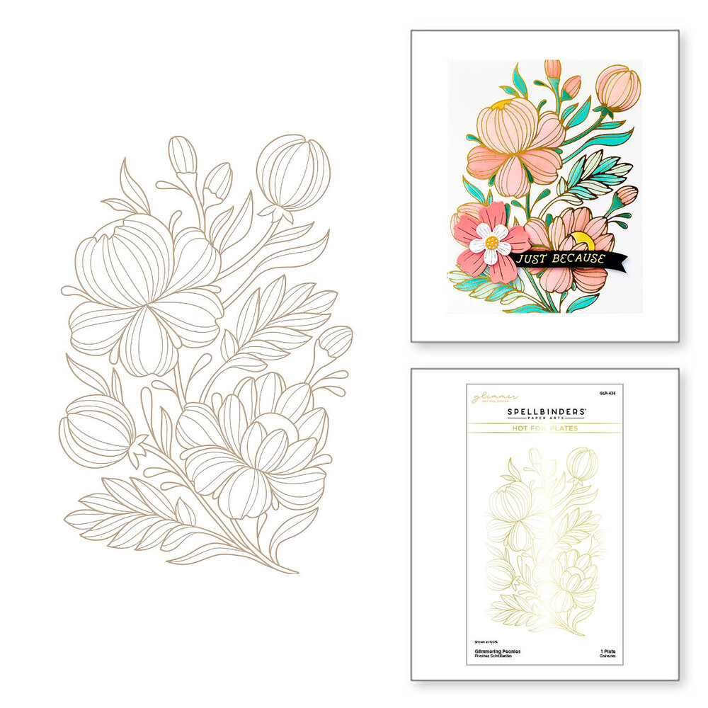 Spellbinders Glimmering Peonies Glimmer Hot Foil Plate (GLP-436)