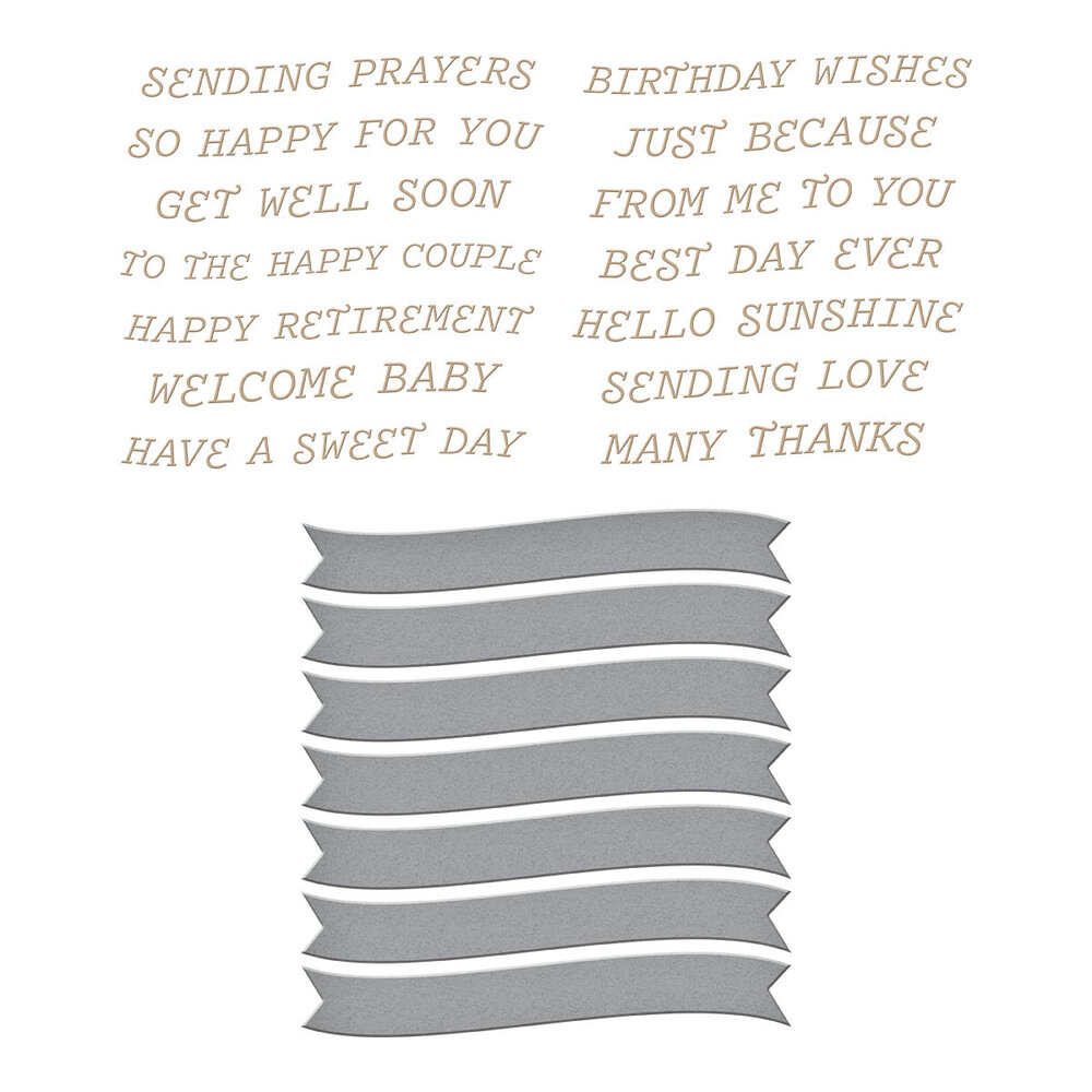 Spellbinders Curved Everyday Sentiments Glimmer Hot Foil Plate & Die Set (GLP-434)