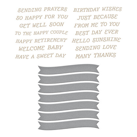 Spellbinders Curved Everyday Sentiments Glimmer Hot Foil Plate & Die Set (GLP-434)