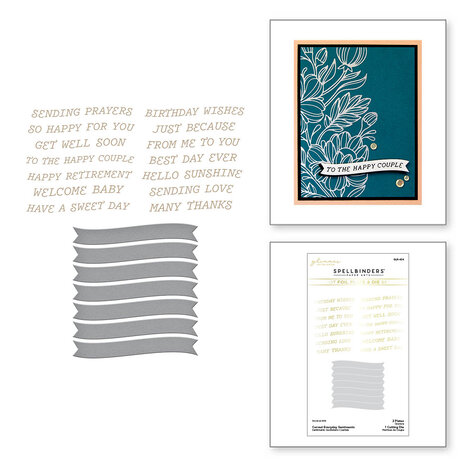 Spellbinders Curved Everyday Sentiments Glimmer Hot Foil Plate & Die Set (GLP-434)
