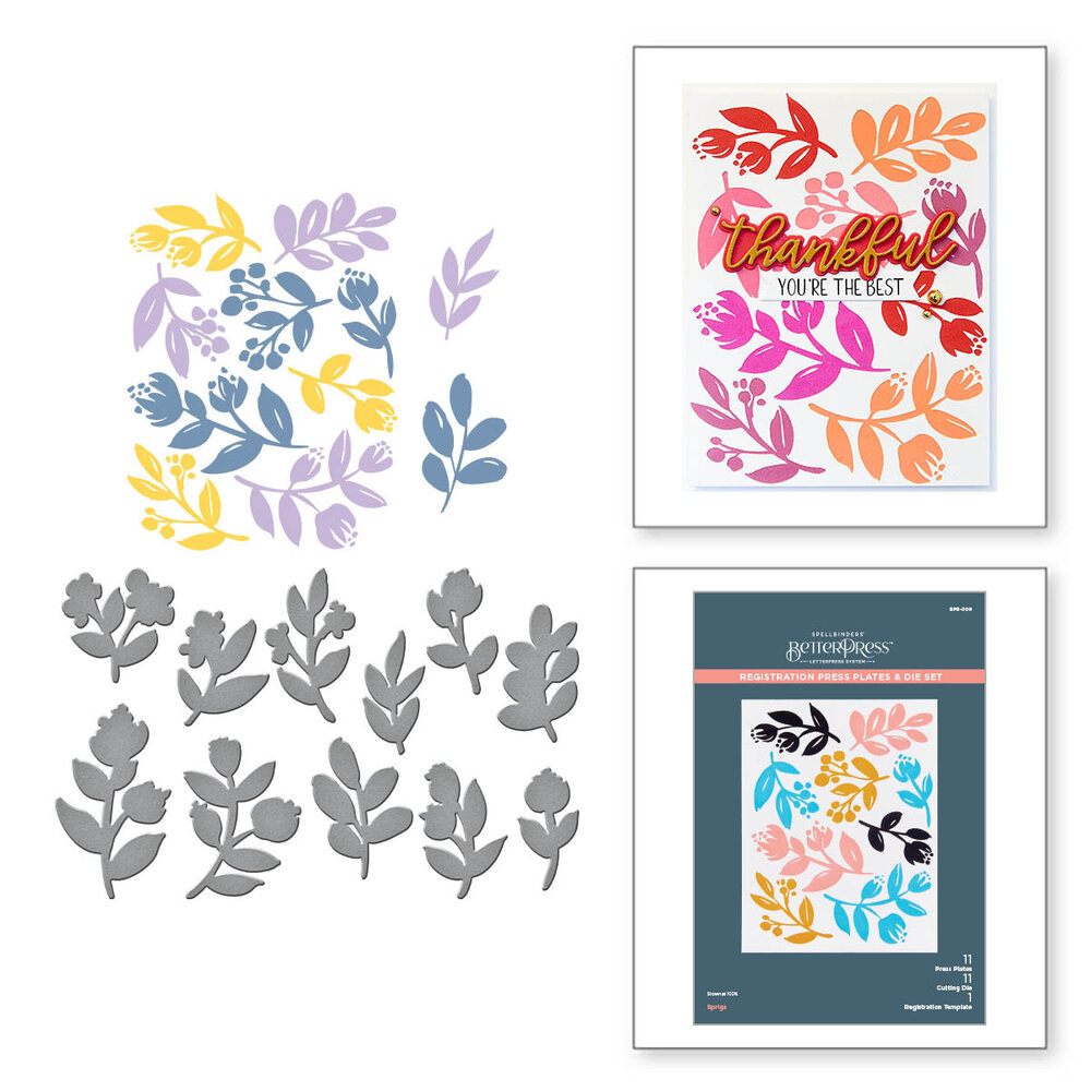 Spellbinders Sprigs Registration Press Plate & Die Set (BPR-009) (OUTLET) Spellbinders Sprigs Registration Press Plate & Die Set (BPR-009) (OUTLET)