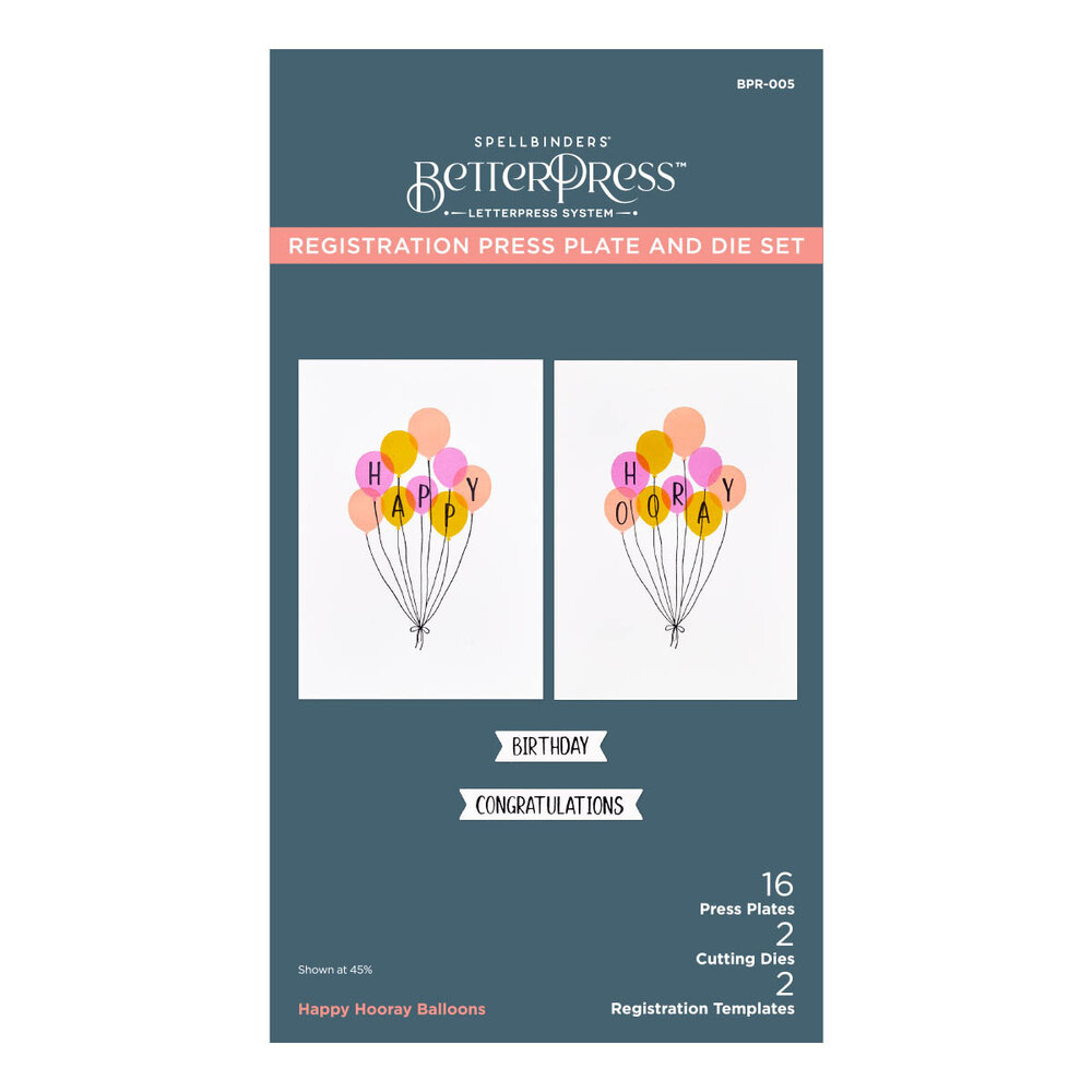 Spellbinders Happy Hooray Balloons Registration Press Plate & Die Set (BPR-005) (OUTLET) Spellbinders Happy Hooray Balloons Registration Press Plate & Die Set (BPR-005) (OUTLET)