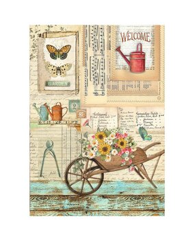 Stamperia Garden A4 Rice Paper Barrow (6pcs) (DFSA4867) (DISCONTINUED)