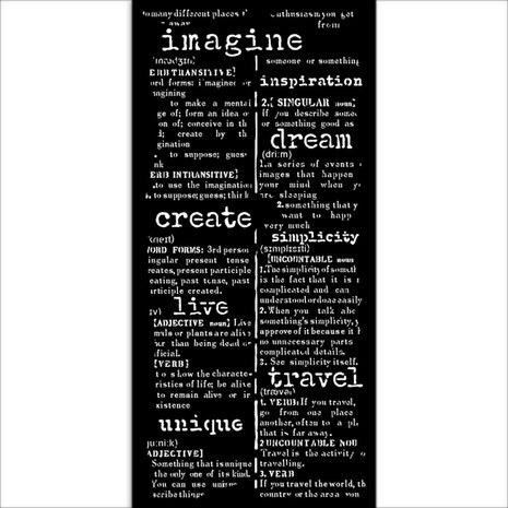 Stamperia Create Happiness Secret Diary Thick Stencil 12x25cm Dictionary (KSTDL91)