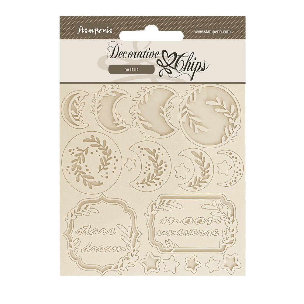 Stamperia Create Happiness Secret Diary Decorative Chips Moon (SCB216) (DISCONTINUED) Stamperia Create Happiness Secret Diary Decorative Chips Moon (SCB216) (DISCONTINUED)