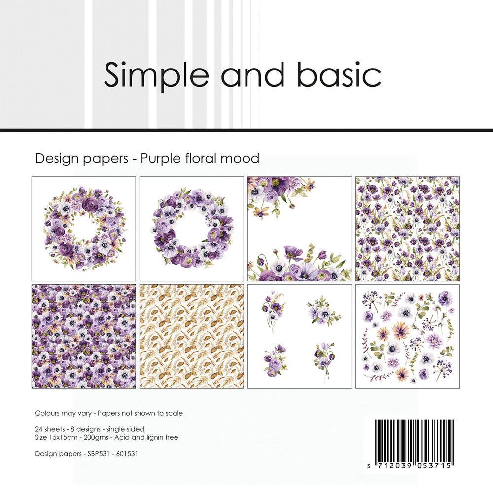 Simple and Basic Purple Floral Mood 6x6 Inch Paper Pack (SBP531) (DISCONTINUED) Simple and Basic Purple Floral Mood 6x6 Inch Paper Pack (SBP531) (DISCONTINUED)
