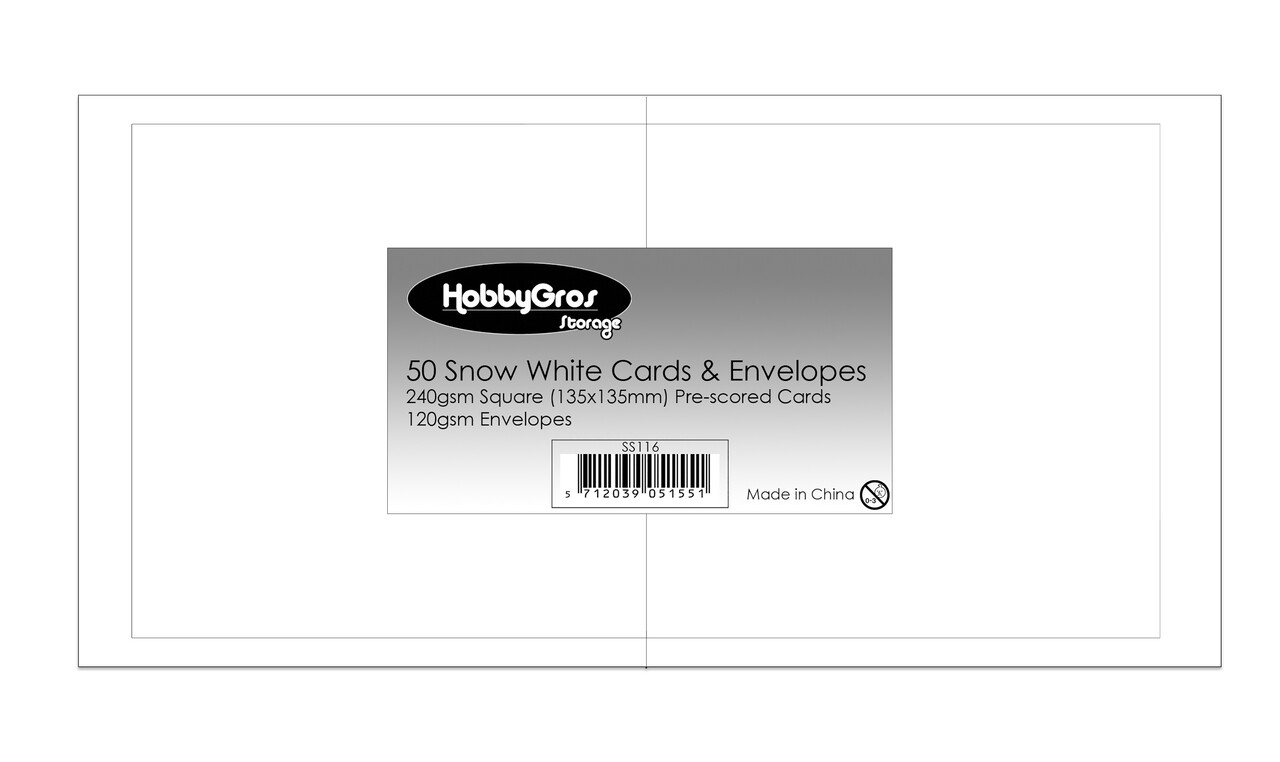 HobbyGros Storage Cards & Envelopes Square Snow White (50pcs) (SS116) HobbyGros Storage Cards & Envelopes Square Snow White (50pcs) (SS116)