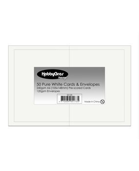 HobbyGros Storage Cards & Envelopes A6 Pure White (50pcs) (SS120)