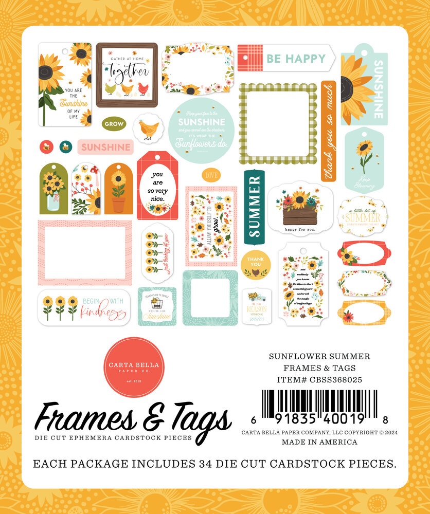 Carta Bella Sunflower Summer Frames & Tags (CBSS368025) (OUTLET) Carta Bella Sunflower Summer Frames & Tags (CBSS368025) (OUTLET)