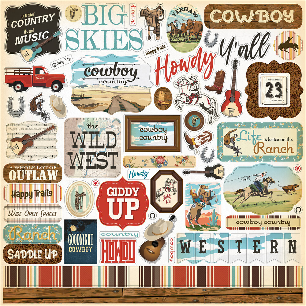 Carta Bella Cowboys 12x12 Inch Element Sticker (CBCBS371014) (OUTLET)