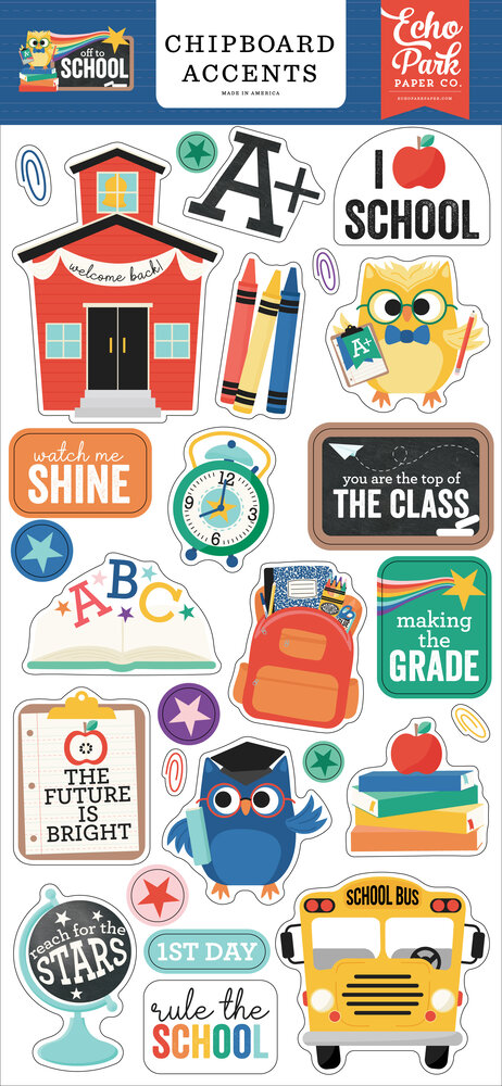 Echo Park Off To School Chipboard Accents (OTS370021) (DISCONTINUED)