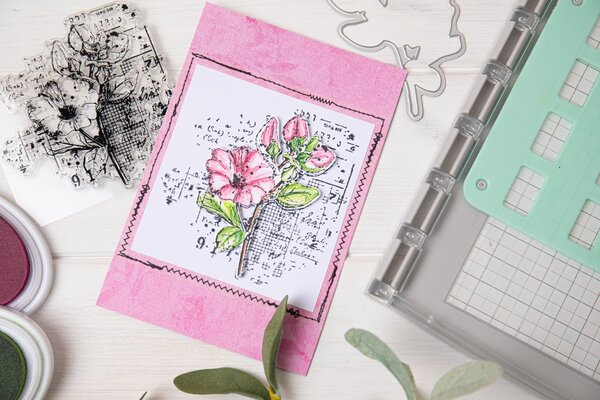 Sizzix Framelits Die w/Stamps by 49 and Market A5 Floral Mix Cluster (1+1pcs) (666632)