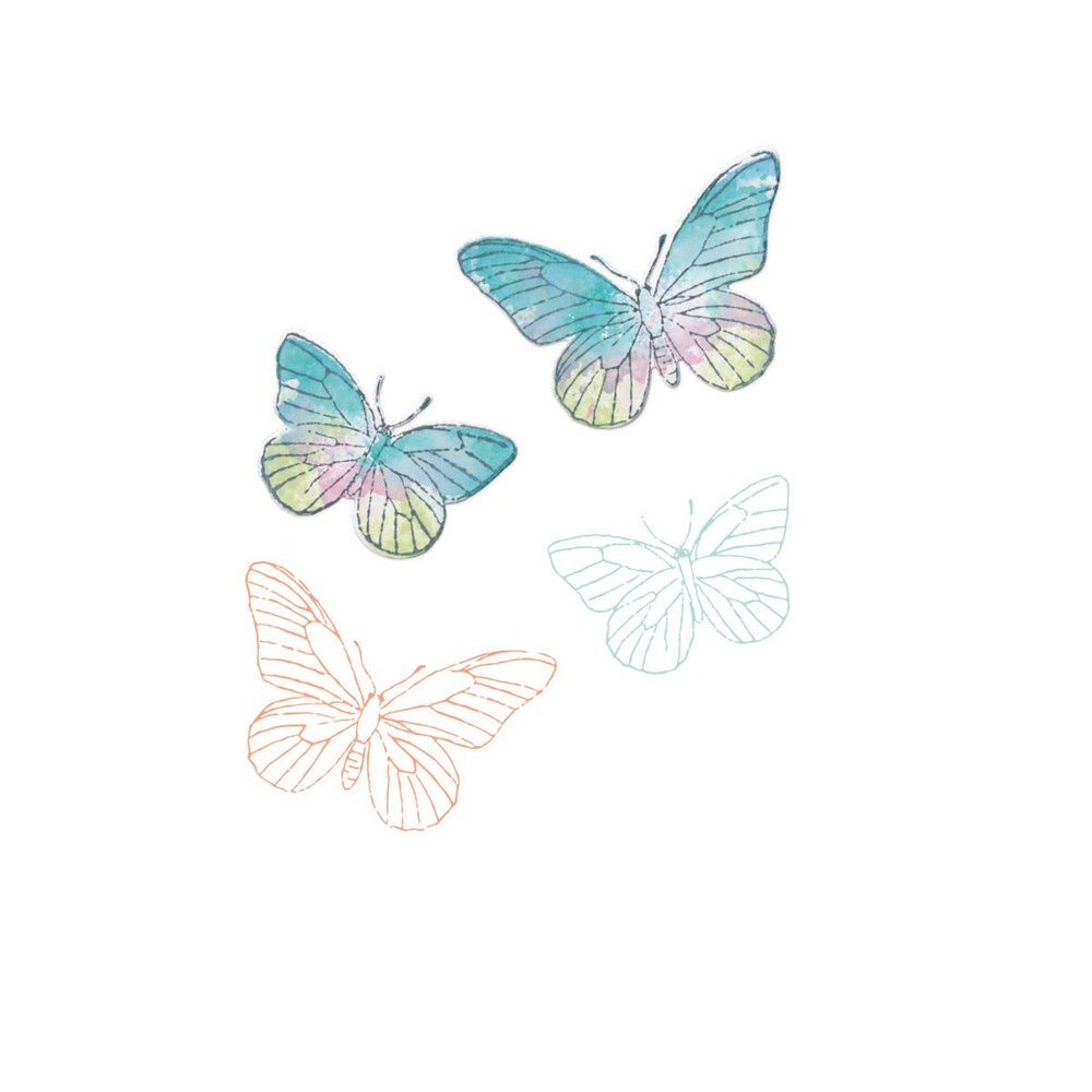 Sizzix Framelits Die w/Stamps by 49 and Market A5 Painted Pencil Butterflies (8+2pcs) (666634)