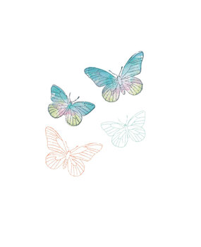 Sizzix Framelits Die w/Stamps by 49 and Market A5 Painted Pencil Butterflies (8+2pcs) (666634)