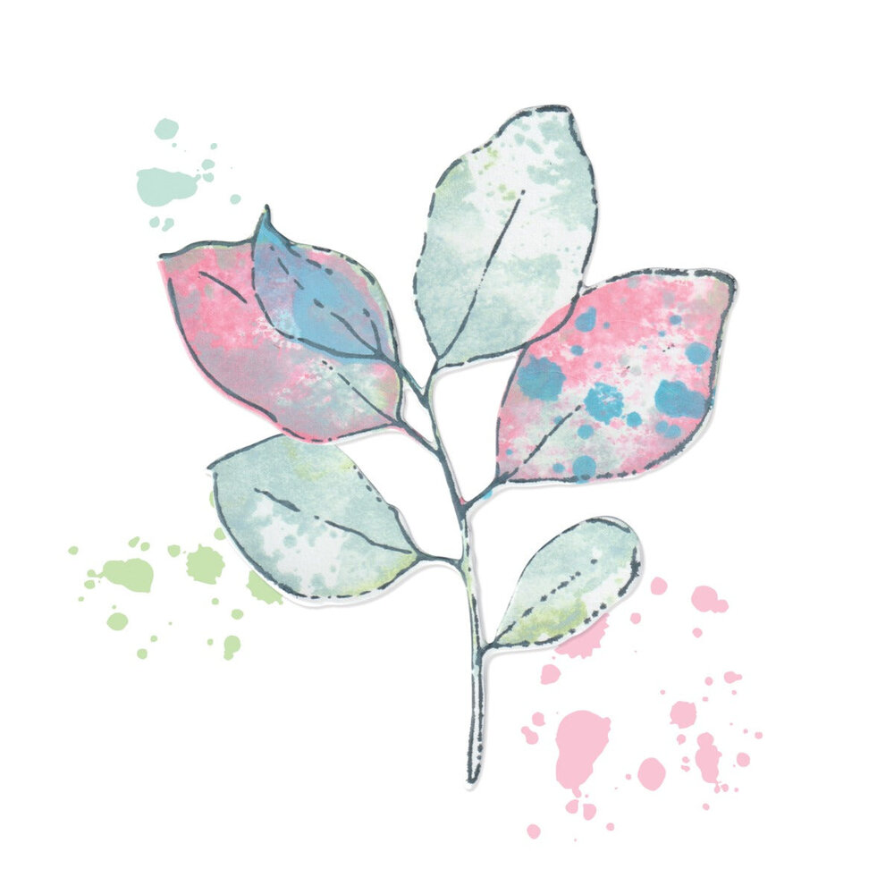 Sizzix Framelits Die w/Stamps by 49 and Market A5 Painted Pencil Leaves (11+1pcs) (666636)