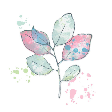 Sizzix Framelits Die w/Stamps by 49 and Market A5 Painted Pencil Leaves (11+1pcs) (666636)
