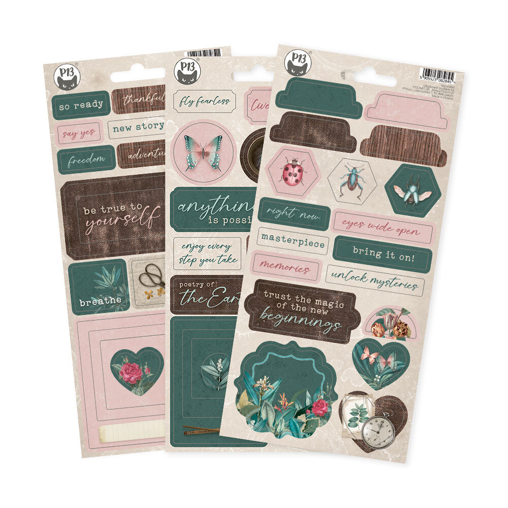 P13 Naturalist Chipboard Stickers 02 (17pcs) (P13-NAT-35) (OUTLET)