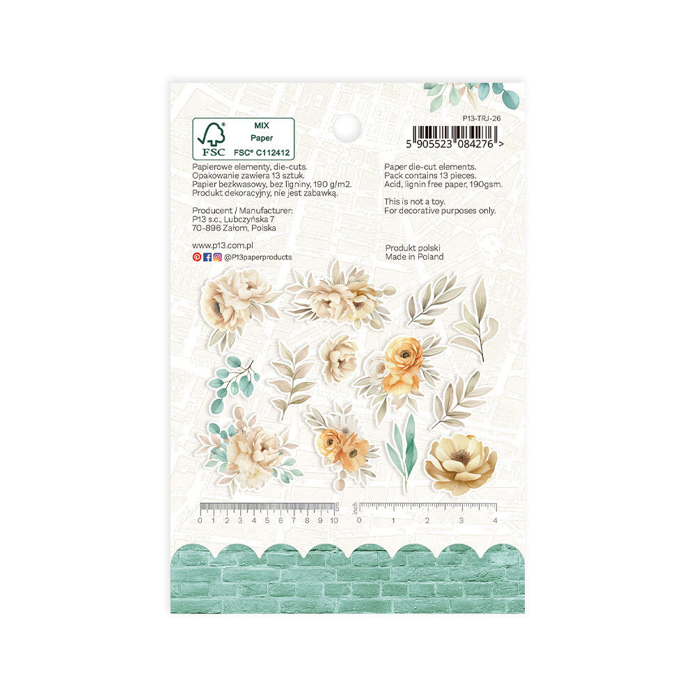 P13 Travel Journal Ephemera Flowers and Leaves (13pcs) (P13-TRJ-26) (DISCONTINUED)