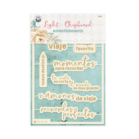 P13 Travel Journal Light Chipboard Embellishments ESP (8pcs) (P13-TRJ-52) (DISCONTINUED)