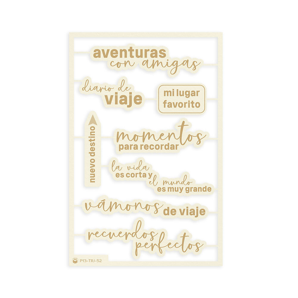 P13 Travel Journal Light Chipboard Embellishments ESP (8pcs) (P13-TRJ-52) (DISCONTINUED)
