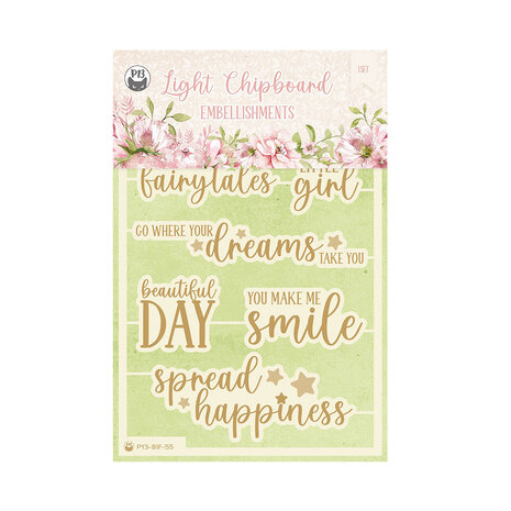 P13 Believe in Fairies Light Chipboard Embellishments ENG (8pcs) (P13-BIF-55) (OUTLET)