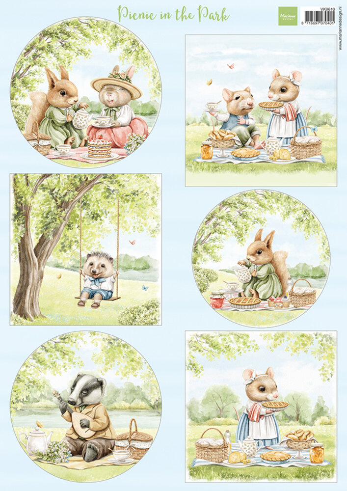Marianne Design Decoration Sheet A4 Picnic in the Park (VK9610) (DISCONTINUED)