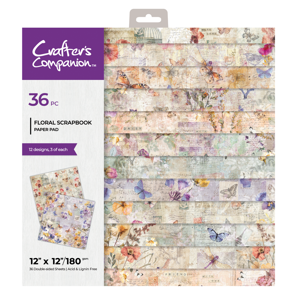 Crafter's Companion Floral Scrapbook 12x12 Inch Printed Paper Pad (CC-PAD12-FLSC) Crafter's Companion Floral Scrapbook 12x12 Inch Printed Paper Pad (CC-PAD12-FLSC)
