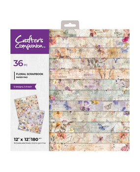 Crafter's Companion Floral Scrapbook 12x12 Inch Printed Paper Pad (CC-PAD12-FLSC)