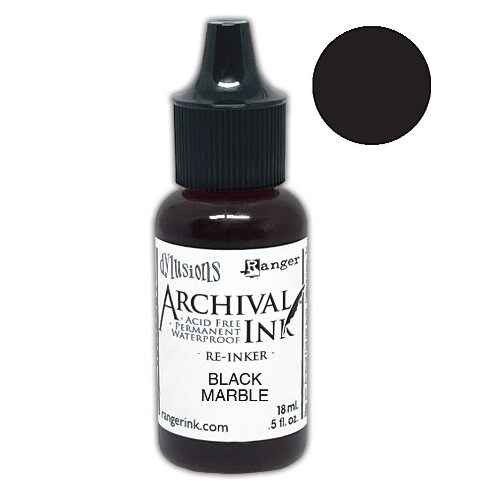 Ranger Dyan Reaveley Dylusions Archival Ink Black Marble Re-Inker 0.5 fl oz (ARD51176)